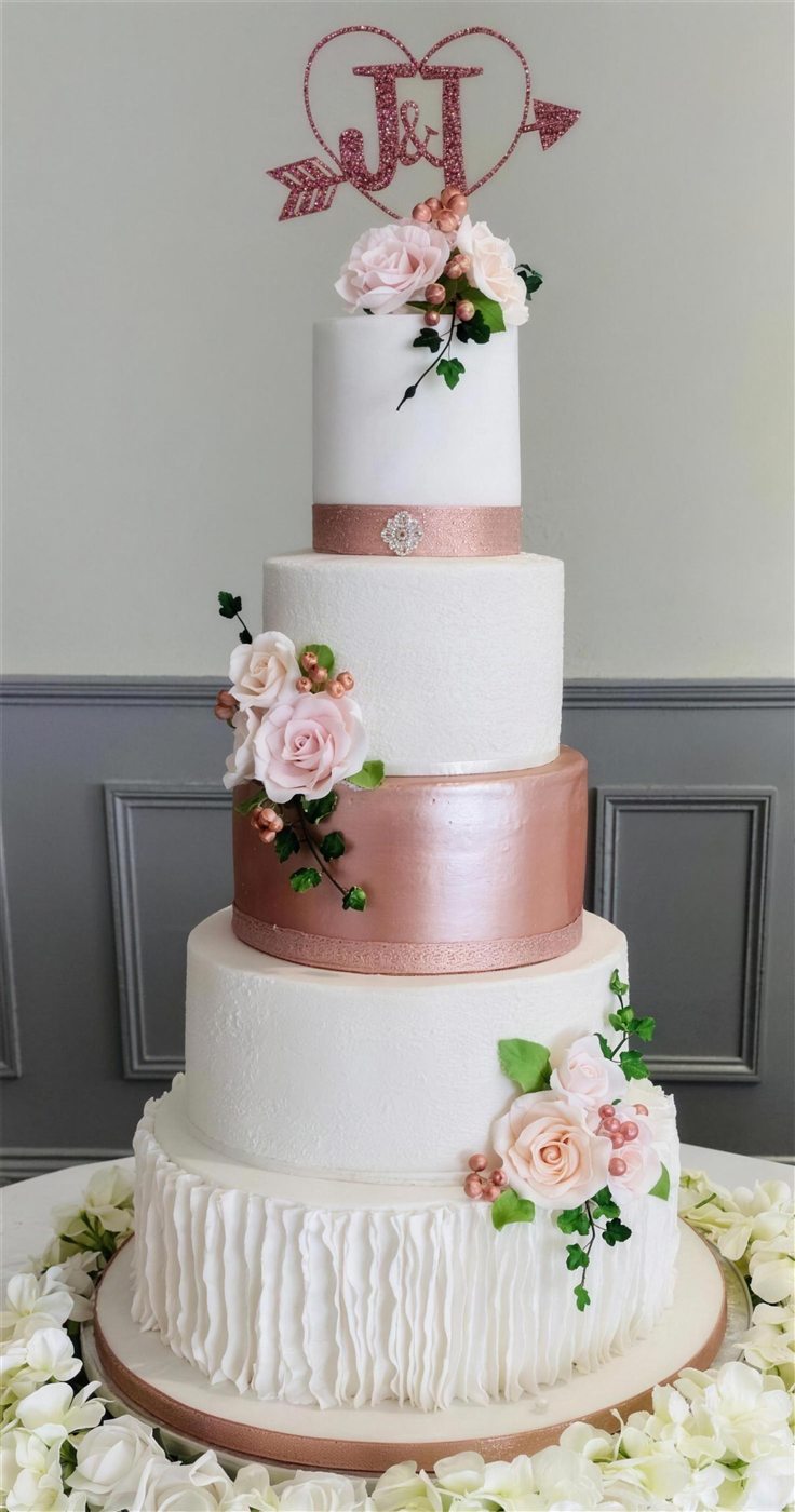 Rose gold four-tier wedding cake