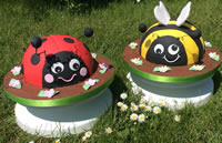 Adult and child ladybird or bee cake