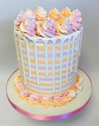 Multi-coloured buttercream cake