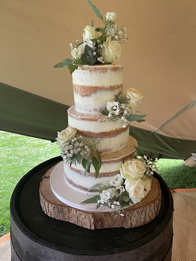 Semi-Naked Three-Tier Wedding Cake by Catherine Scott