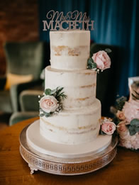 Semi-Naked Three-Tier Wedding Cake by Catherine Scott