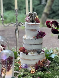 Semi-Naked Three-Tier Wedding Cake by Catherine Scott