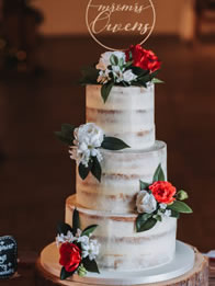 Semi-Naked Three-Tier Wedding Cake by Catherine Scott