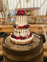 Winter Fruit and Chocolate Drip — Semi-Naked Wedding Cake by Catherine Scott