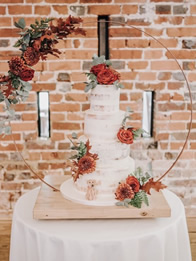 Autumn Flowers and Hoop — Semi-Naked Wedding Cake by Catherine Scott