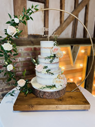Three Tier with Hoop Stand — Semi-Naked Wedding Cake by Catherine Scott