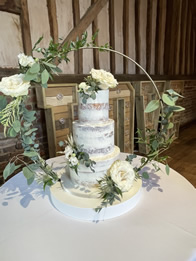 Small Three Tier with Hoop — Semi-Naked Wedding Cake by Catherine Scott