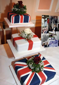 Flags novelty wedding cake by Catherine Scott