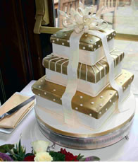 Golden Parcels novelty wedding cake by Catherine Scott