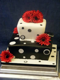Whimsical Square novelty wedding cake by Catherine Scott